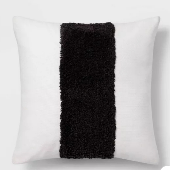 Square Channeled Faux Fur Throw Pillow Cream - Pro